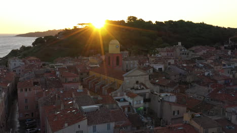 sunrise-and--seagull-over-Saint-Tropez-city-luxury-destination-France